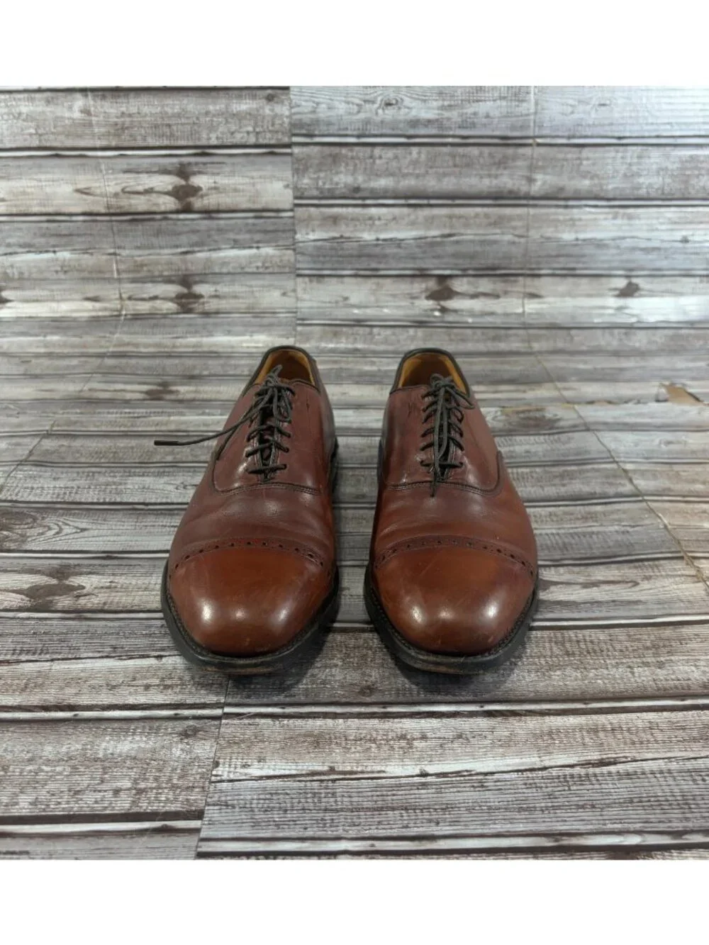 Allen Edmonds Byron Leather Cap Toe Oxford Dress Shoes Size 9.5 D Brown Chili